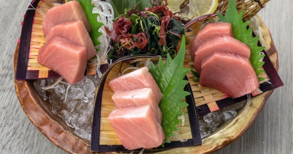 chutoro otoro akami tuna sashimi
