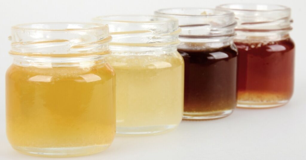 jars of honey light to dark