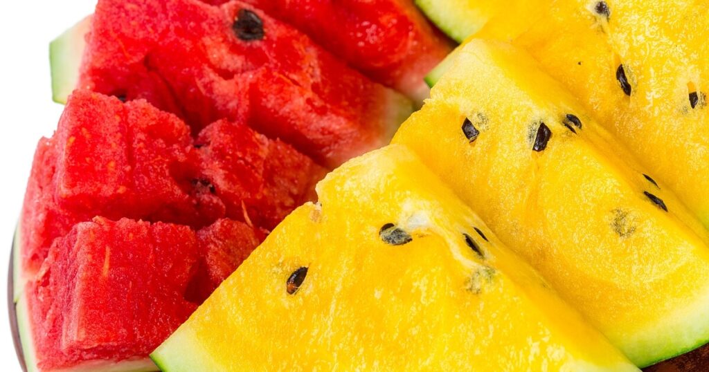 red and yellow watermelon slices