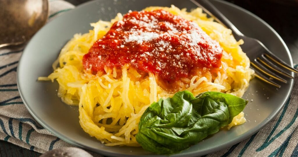 spaghetti squash pasta on plate