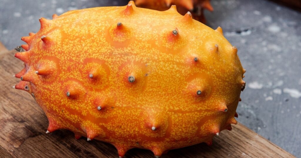 whole horned melon close-up