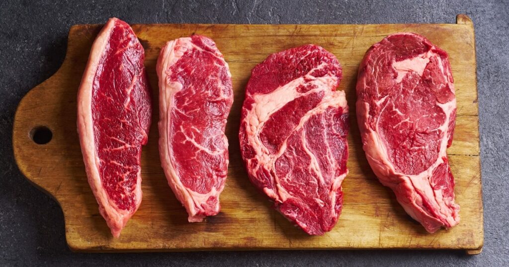 cuts of raw steak