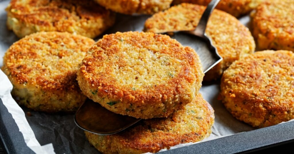 fried fish cakes in pan
