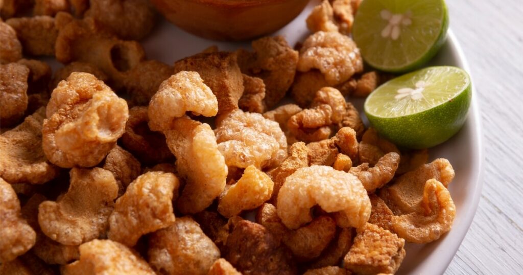 fried pork rinds snack with lime
