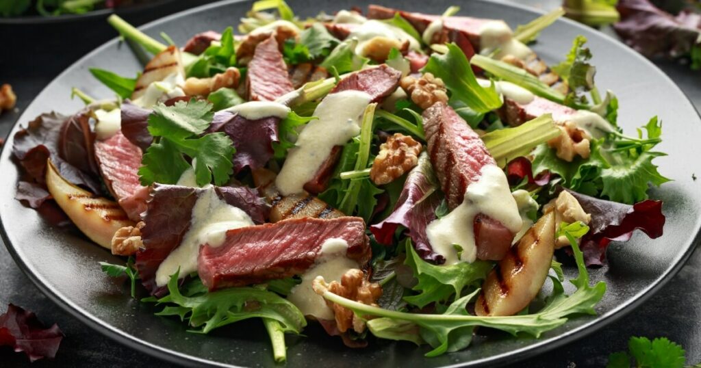 grilled beef steak salad