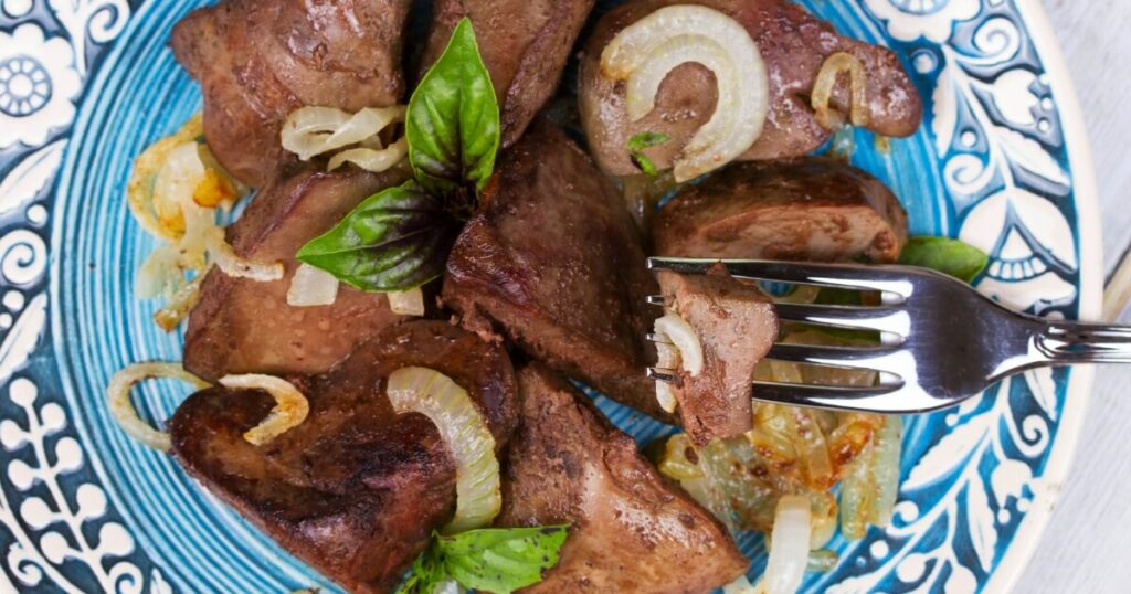 liver with onions on plate