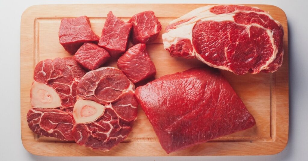 raw cuts of beef